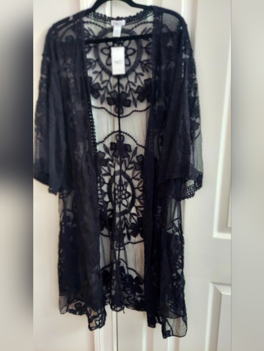 Black Lace Kimono Duster NWT SZ XL - Picture 2 of 3